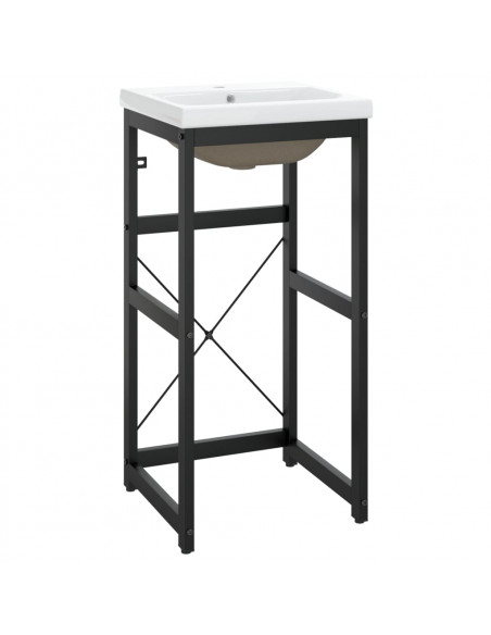 Telaio per Lavabo da Bagno con Lavabo Integrato Nero in Ferro