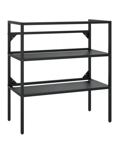 Telaio per Lavabo da Bagno con Lavabo Integrato Nero in Ferro