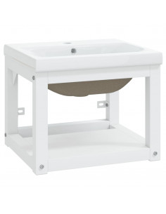 Telaio per Lavabo da Bagno con Lavabo Integrato Bianco in Ferro 2