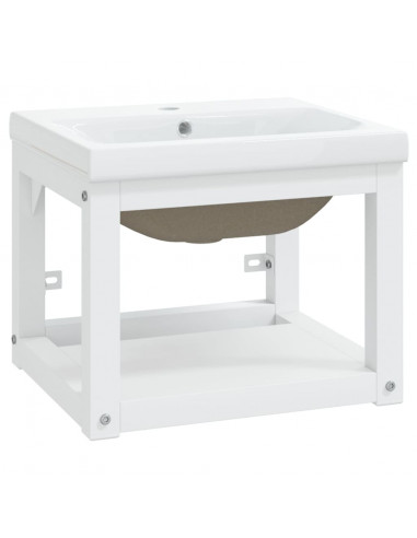 Telaio per Lavabo da Bagno con Lavabo Integrato Bianco in Ferro