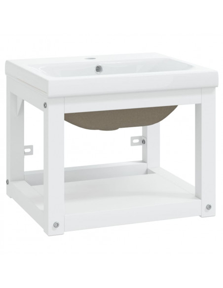 Telaio per Lavabo da Bagno con Lavabo Integrato Bianco in Ferro