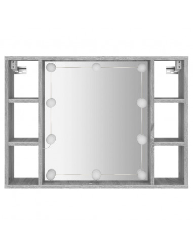 Mobile a Specchio con LED Grigio Sonoma 76x15x55 cm