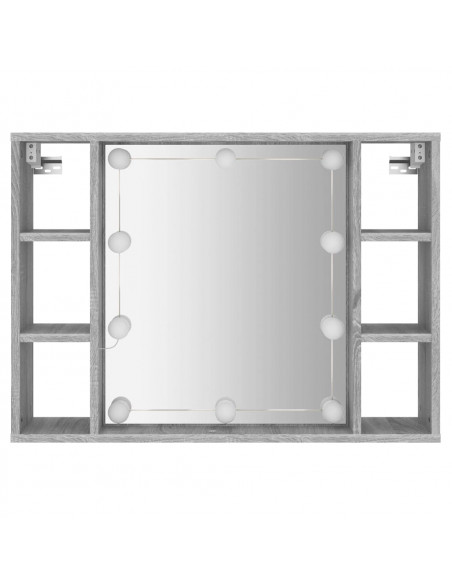 Mobile a Specchio con LED Grigio Sonoma 76x15x55 cm