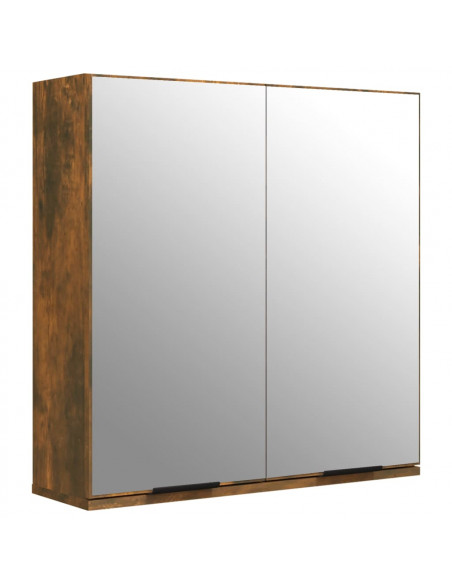 Armadietto a Specchio da Bagno Rovere Fumo 64x20x67 cm