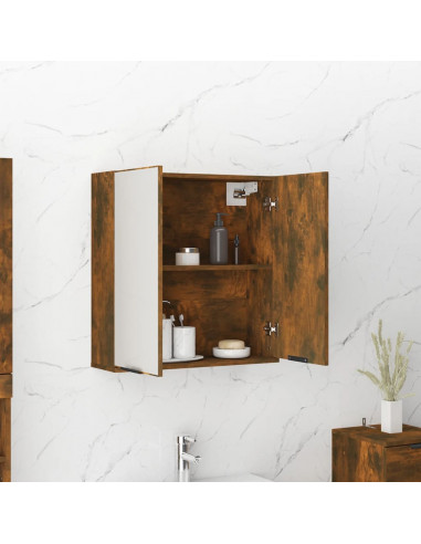 Armadietto a Specchio da Bagno Rovere Fumo 64x20x67 cm