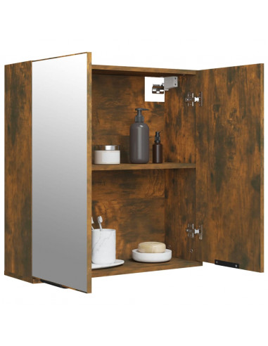 Armadietto a Specchio da Bagno Rovere Fumo 64x20x67 cm