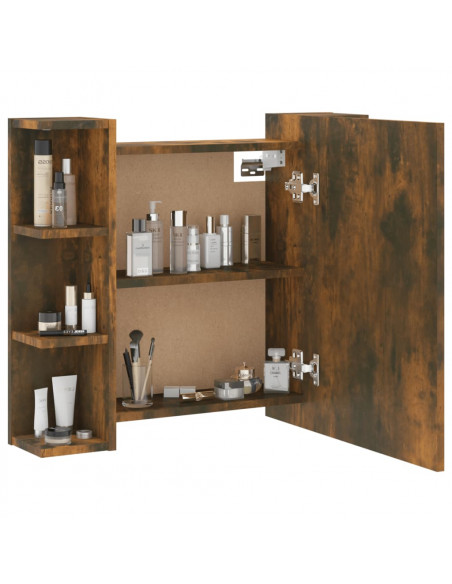 Mobile a Specchio con LED Rovere Fumo 70x16,5x60 cm