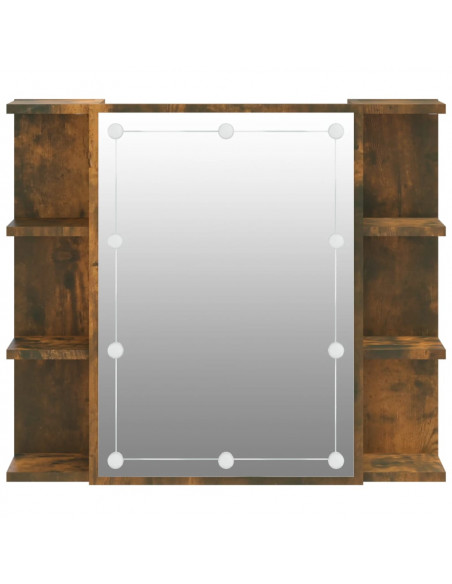 Mobile a Specchio con LED Rovere Fumo 70x16,5x60 cm