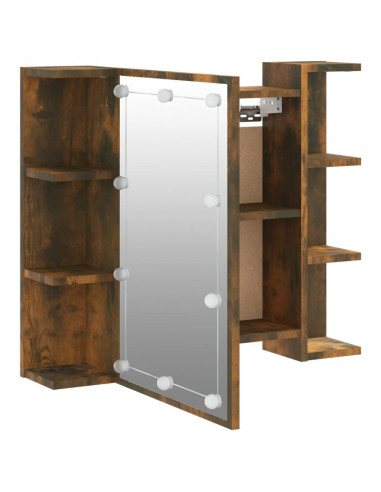 Mobile a Specchio con LED Rovere Fumo 70x16,5x60 cm