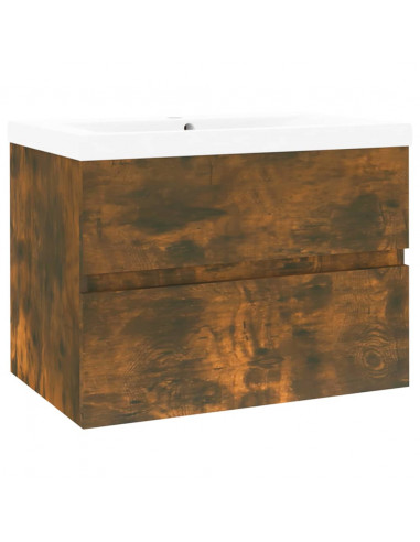 Mobile Bagno con Lavabo Integrato Rovere Fumo Legno Multistrato