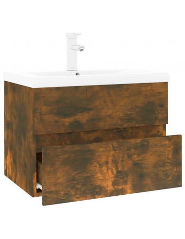 Mobile Bagno con Lavabo Integrato Rovere Fumo Legno Multistrato
