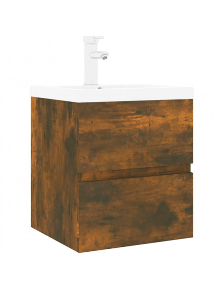 Mobile Bagno con Lavabo Integrato Rovere Fumo Legno Multistrato