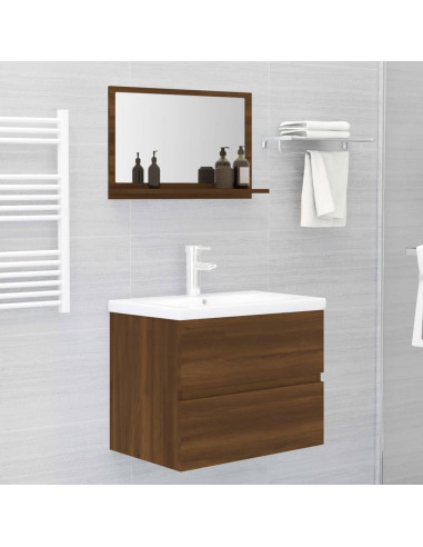 Specchio da Bagno Rovere Marrone 60x10,5x37cm Legno Multistrato