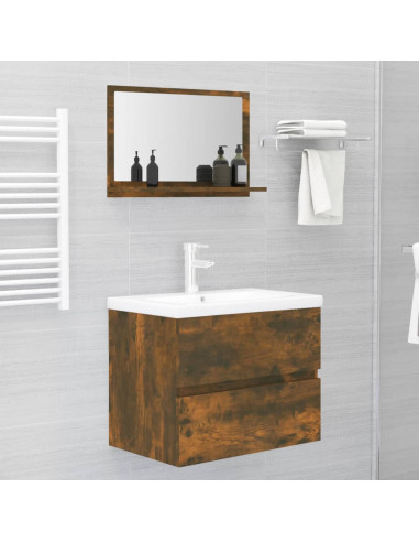 Specchio da Bagno Rovere Fumo 60x10,5x37cm in Legno Multistrato