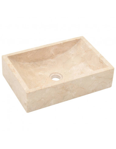 Mobile Vanità Bagno e Lavandini Marmo Crema Legno Massello Teak