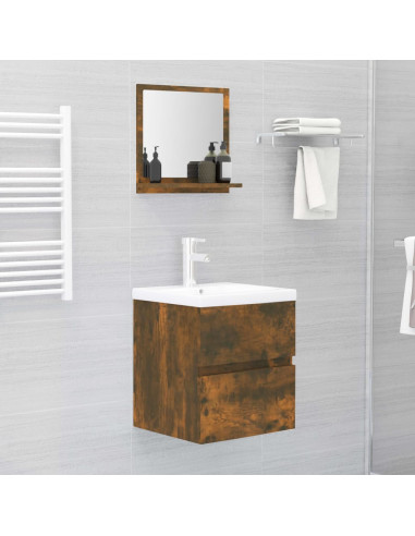 Specchio da Bagno Rovere Fumo 40x10,5x37cm in Legno Multistrato