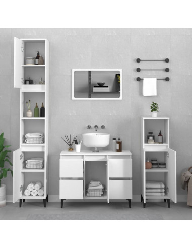 Mobile Lavabo Bianco 80x33x60 cm in Legno Multistrato