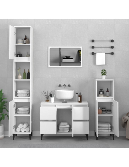 Mobile Lavabo Bianco 80x33x60 cm in Legno Multistrato