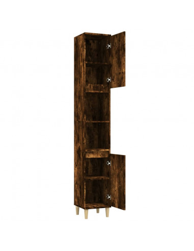 Armadietto Bagno Rovere Fumo 30x30x190 cm in Legno Multistrato