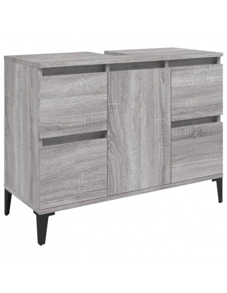 Mobile Lavabo Grigio Sonoma 80x33x60 cm in Legno Multistrato