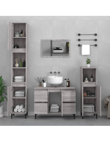 Mobile Lavabo Grigio Sonoma 80x33x60 cm in Legno Multistrato