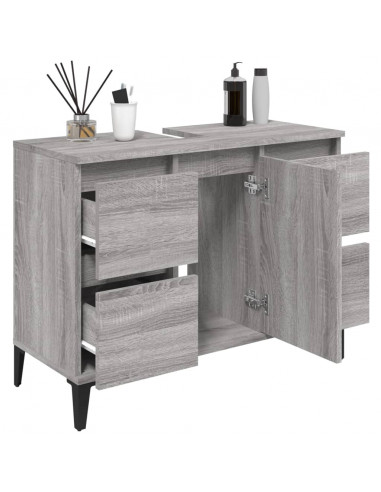 Mobile Lavabo Grigio Sonoma 80x33x60 cm in Legno Multistrato