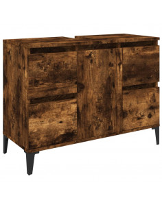 Mobile Lavabo Rovere Fumo 80x33x60 cm in Legno Multistrato 2