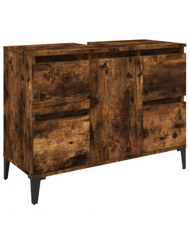 Mobile Lavabo Rovere Fumo 80x33x60 cm in Legno Multistrato