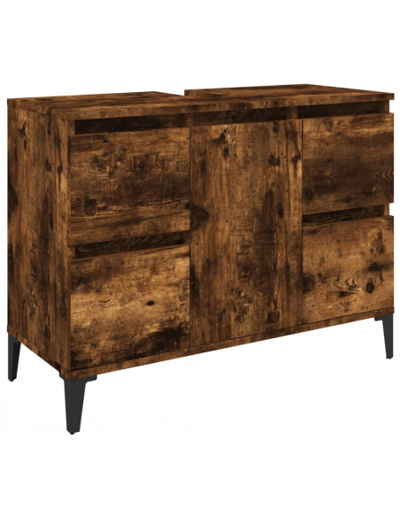 Mobile Lavabo Rovere Fumo 80x33x60 cm in Legno Multistrato