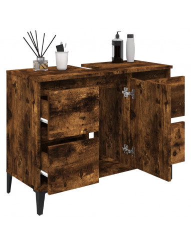 Mobile Lavabo Rovere Fumo 80x33x60 cm in Legno Multistrato