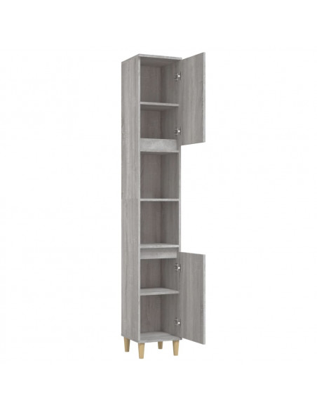 Armadietto Bagno Grigio Sonoma 30x30x190cm in Legno Multistrato