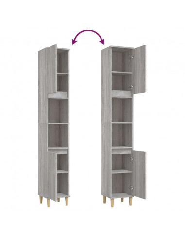 Armadietto Bagno Grigio Sonoma 30x30x190cm in Legno Multistrato