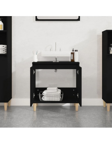 Mobile Lavabo Nero 58x33x60 cm in Legno Multistrato
