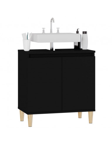 Mobile Lavabo Nero 58x33x60 cm in Legno Multistrato