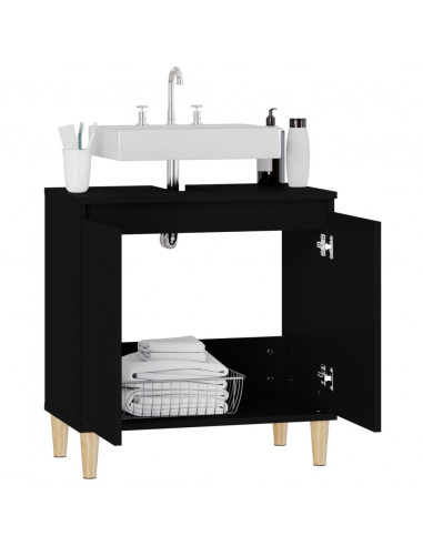 Mobile Lavabo Nero 58x33x60 cm in Legno Multistrato
