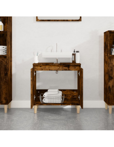 Mobile Lavabo Rovere Fumo 58x33x60 cm in Legno Multistrato