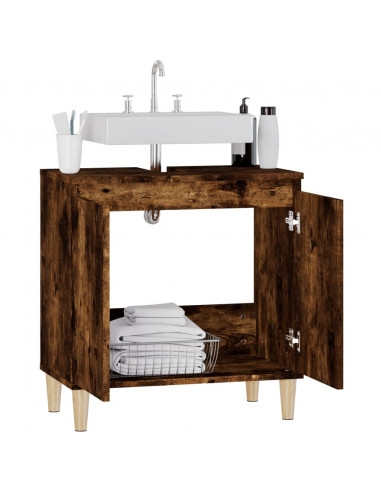 Mobile Lavabo Rovere Fumo 58x33x60 cm in Legno Multistrato