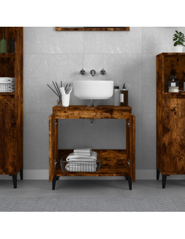 Mobile Lavabo Rovere Fumo 58x33x60 cm in Legno Multistrato
