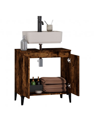 Mobile Lavabo Rovere Fumo 58x33x60 cm in Legno Multistrato