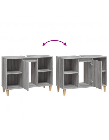 Mobile Lavabo Grigio Sonoma 80x33x60 cm in Legno Multistrato
