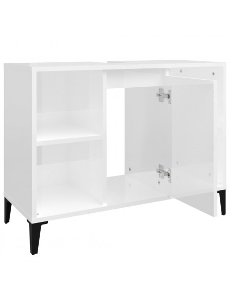 Mobile Lavabo Bianco Lucido 80x33x60 cm in Legno Multistrato
