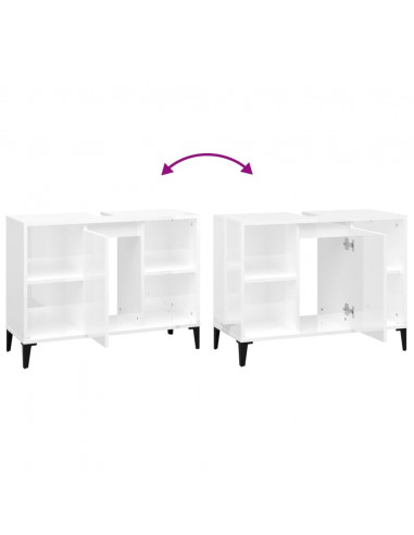 Mobile Lavabo Bianco Lucido 80x33x60 cm in Legno Multistrato