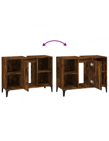 Mobile Lavabo Rovere Fumo 80x33x60 cm in Legno Multistrato