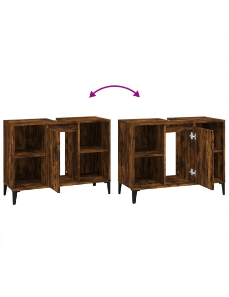 Mobile Lavabo Rovere Fumo 80x33x60 cm in Legno Multistrato