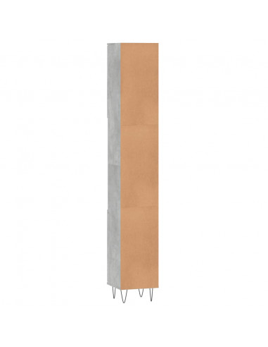 Armadietto Bagno Grigio Cemento 30x30x190 cm Legno Multistrato