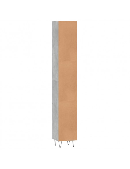 Armadietto Bagno Grigio Cemento 30x30x190 cm Legno Multistrato