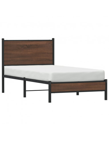 Giroletto con Testiera in Metallo Rovere Marrone 90x190 cm