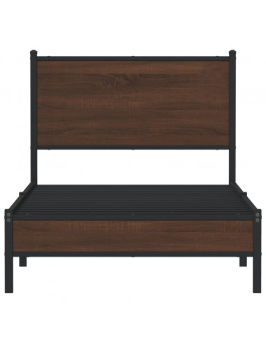 Giroletto con Testiera in Metallo Rovere Marrone 90x190 cm