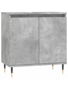 Armadietto da Bagno Grigio Cemento 58x33x60cm Legno Multistrato 2