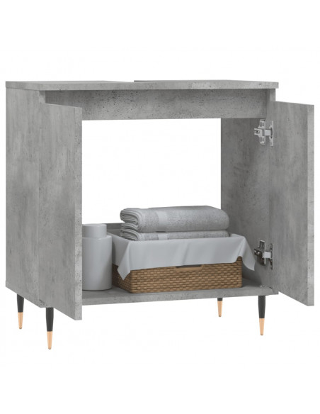 Armadietto da Bagno Grigio Cemento 58x33x60cm Legno Multistrato